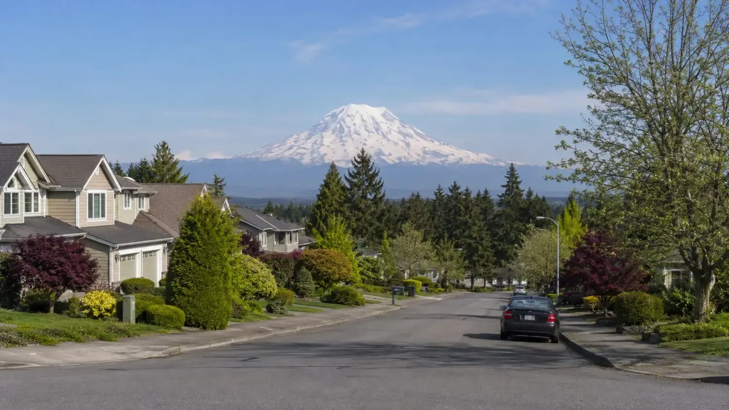 Auburn, WA neighborhood with Mount Rainier, in the Westside Comfort Solutions service area