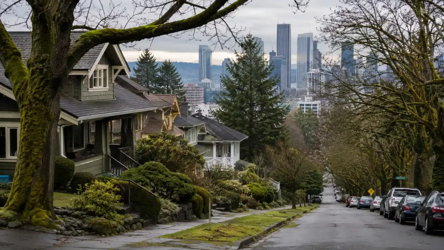 Seattle homes and skyline in the Westside Comfort Solutions service area