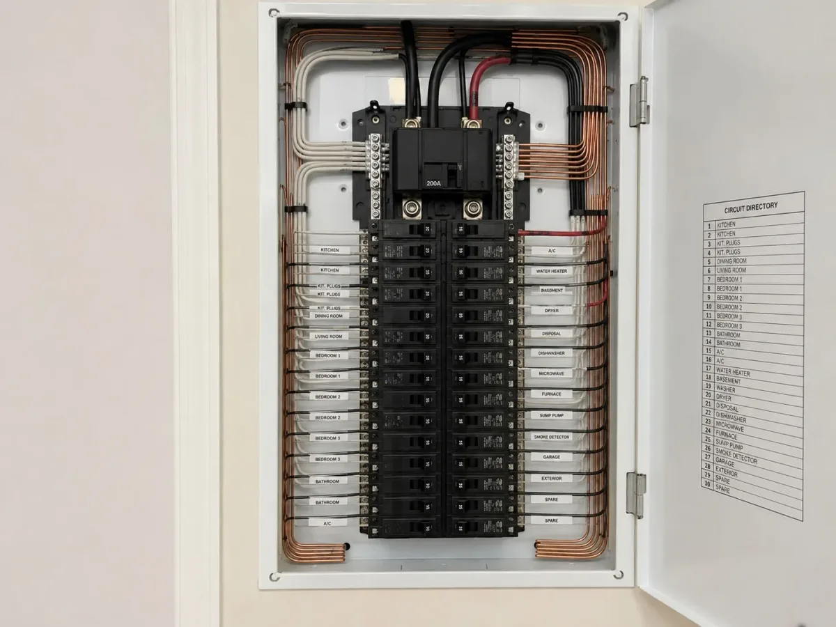 Upgraded 200-amp electrical panel after work by Westside Comfort Solutions