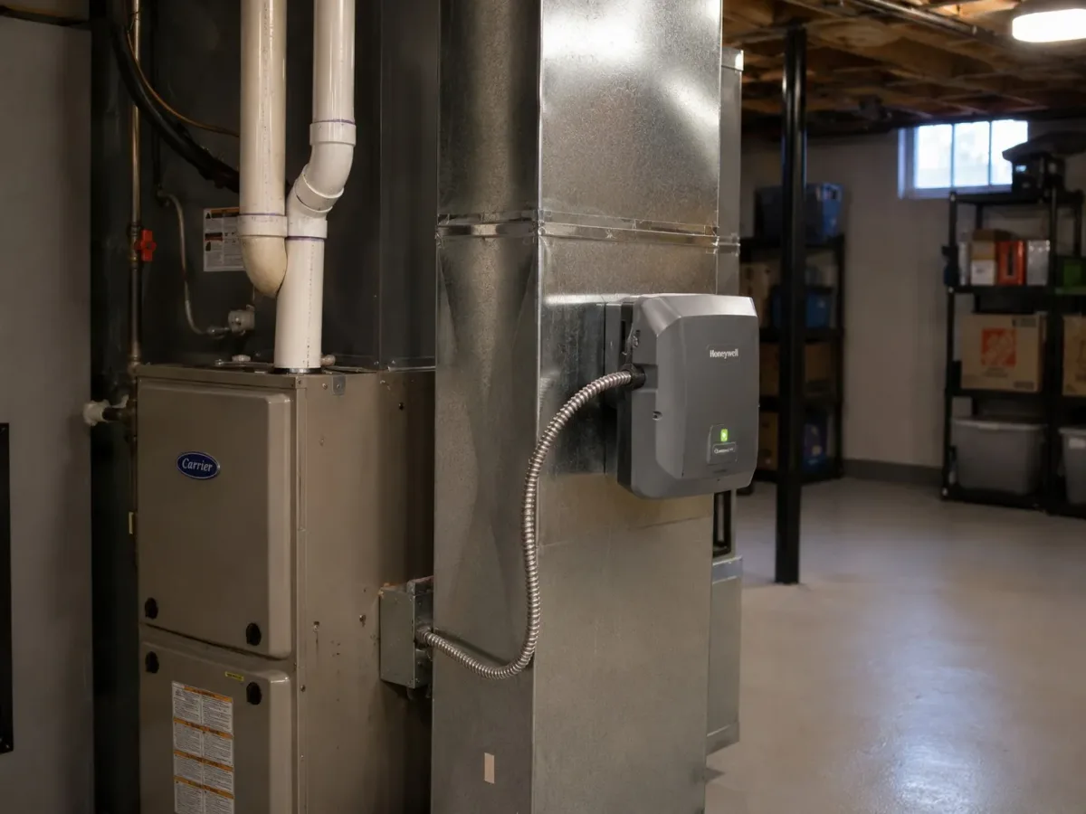 Whole-home air purifier installed by Westside Comfort Solutions for a Washington home