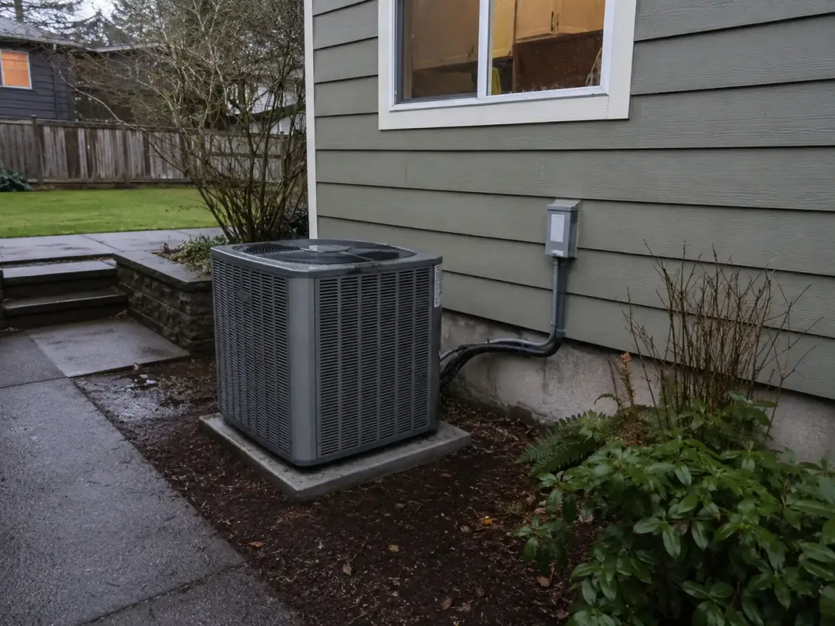 Westside Comfort Solutions technician repairing a residential AC condenser in Washington