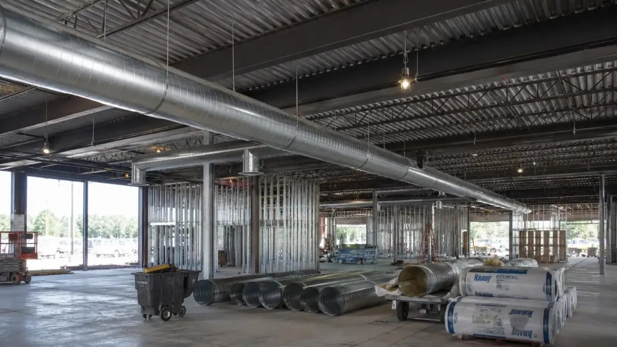 Commercial mechanical construction in progress on a Washington job site by Westside Comfort Solutions